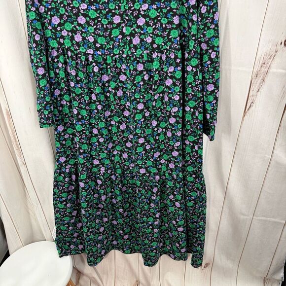ASOS Design Women’s 8 Black Purple Floral Ruffle Tiered Dress New - Picture 7 of 7